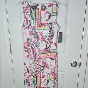 AGB Pink and Green Paisley Midi Dress